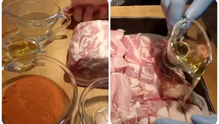 carne, aceto , vino e peperoncino
