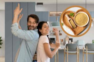 coppia che balla in casa e cereali